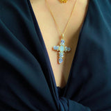 DIAMOND PEARL CROSS NECKLACE - camillaboutiqueshop