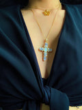 DIAMOND PEARL CROSS NECKLACE - Camillaboutiqueshop