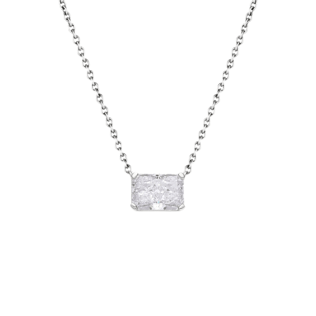East West Radiant Cz Pendant Necklace | Sterling Silver - Camillaboutiqueshop