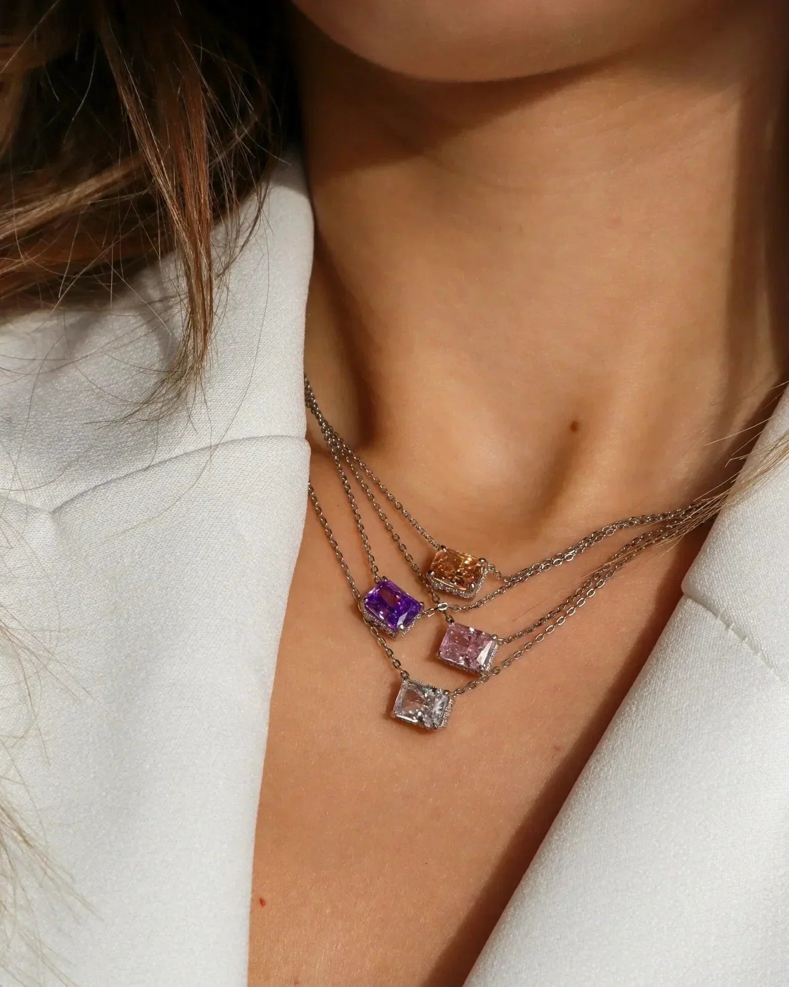 East West Radiant Cz Pendant Necklace | Sterling Silver - camillaboutiqueshop