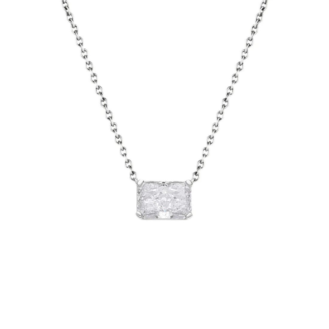 East West Radiant Cz Pendant Necklace | Sterling Silver - camillaboutiqueshop