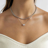 East West Radiant Cz Pendant Necklace | Sterling Silver - camillaboutiqueshop