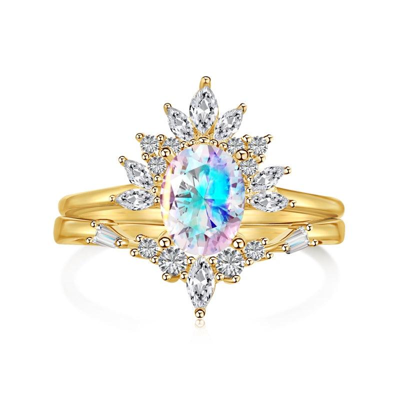 Elegant Halo Oval Cut Bridal Ring Set In Sterling Silver - Camillaboutiqueco camillaboutiqueshop.com