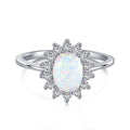 Elegant Halo Oval Cut Opal Stone Engagement Ring In Sterling Silver - Camillaboutiqueco camillaboutiqueshop.com