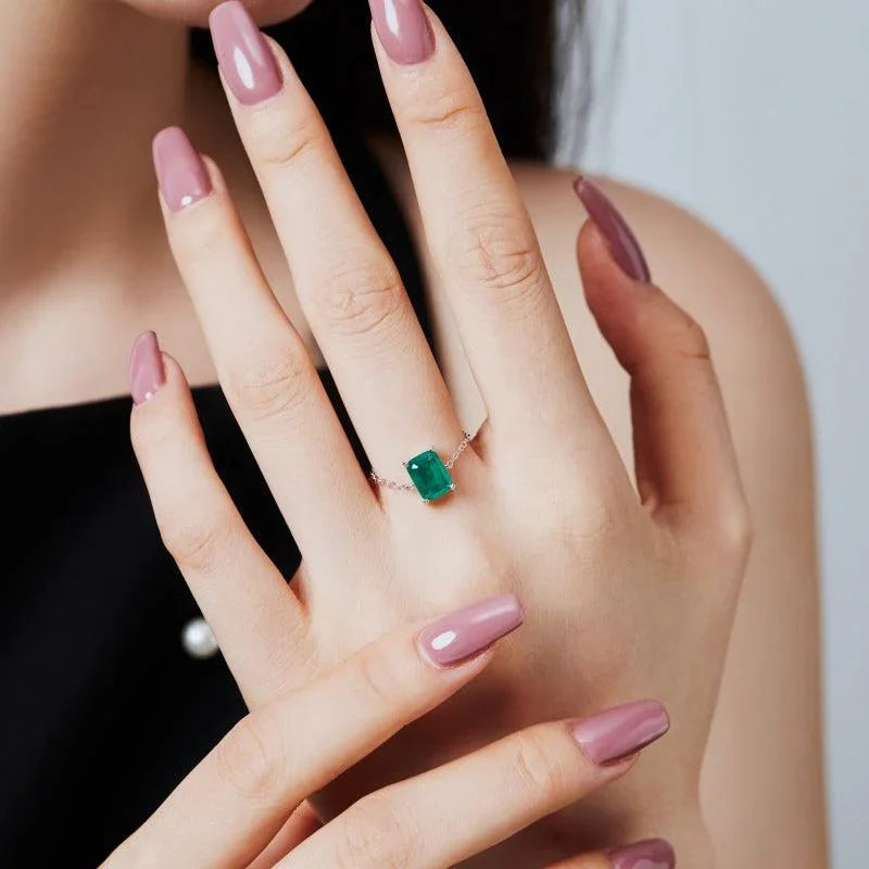 Emerald Adjustable Chain Rings - camillaboutiqueshop