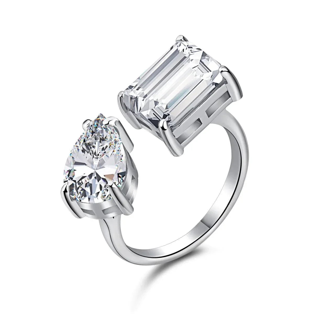 Emerald & Pear Split Shank Toi et Moi Ring - Camillaboutiqueshop