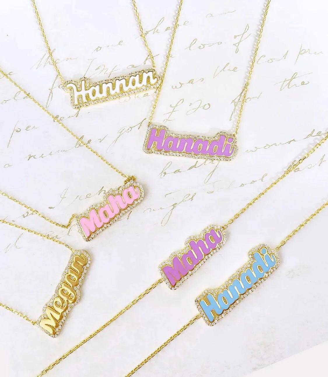 Enamel Bubble Name Necklace - Camillaboutiqueshop