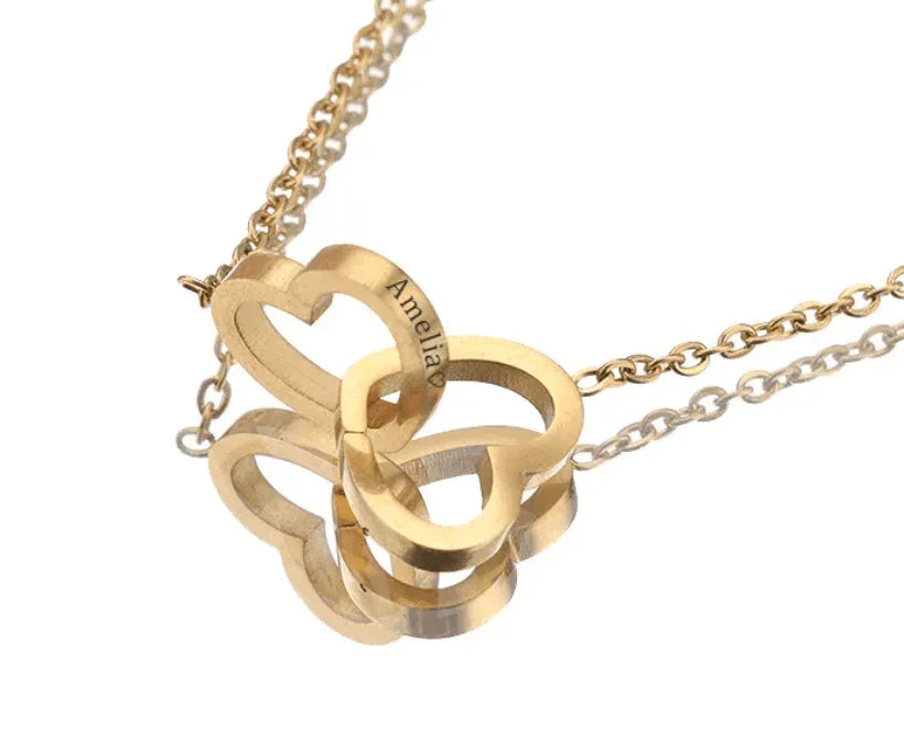 Eternal Rose Box With Double Link Heart Engrave Necklace - camillaboutiqueshop