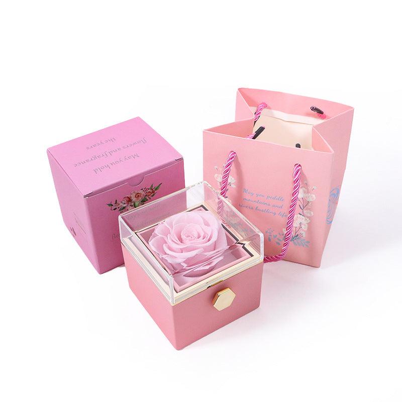 Eternal Rose Box With Double Link Heart Engrave Necklace - Camillaboutiqueshop