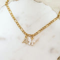 Figaro Diamond Initial & Butterfly Necklace - Camillaboutiqueco