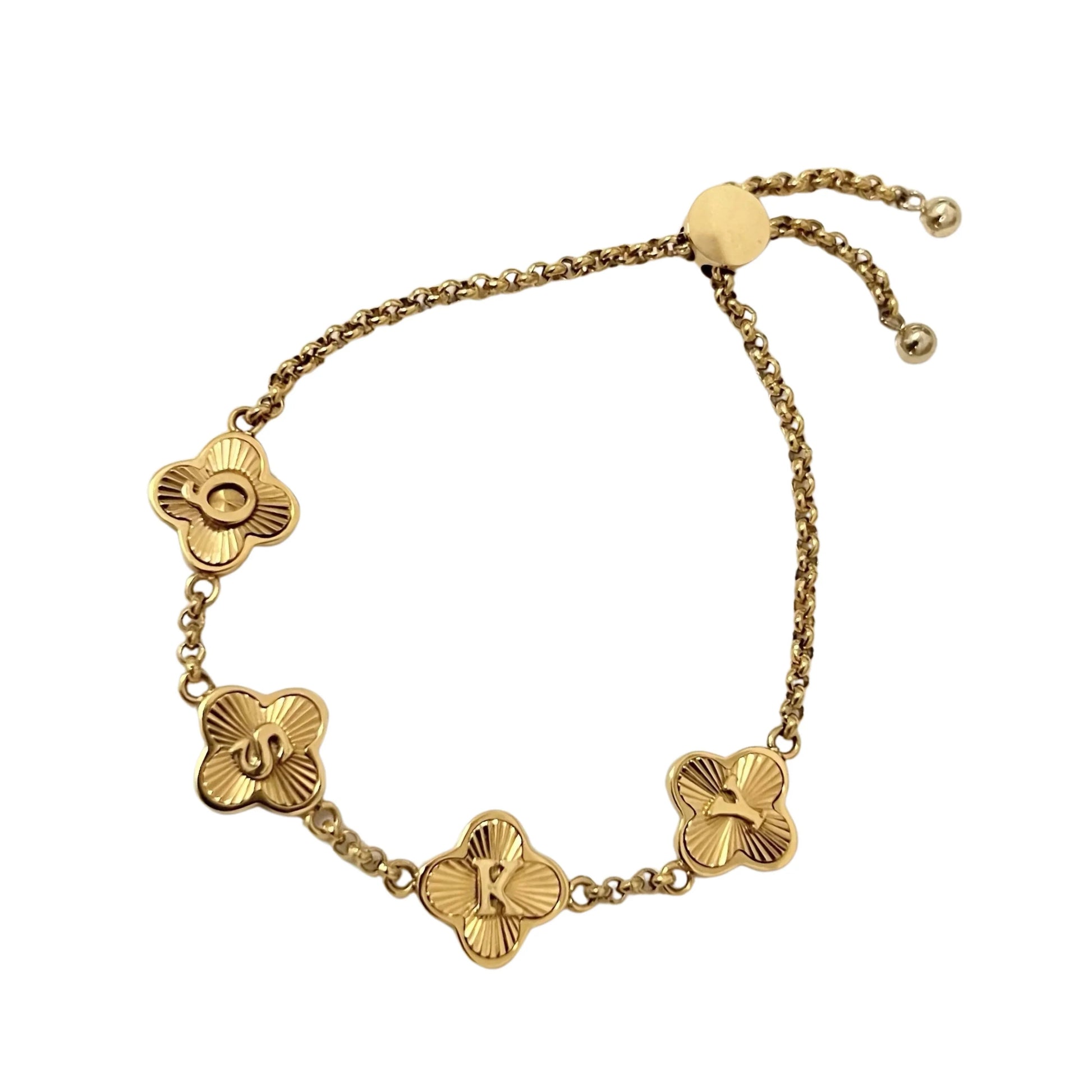 Fluted Clover Custom Name Bracelet - camillaboutiqueshop