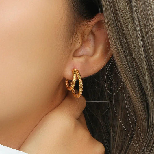 Gold Double Hoop Earrings - Camillaboutiqueco camillaboutiqueshop.com