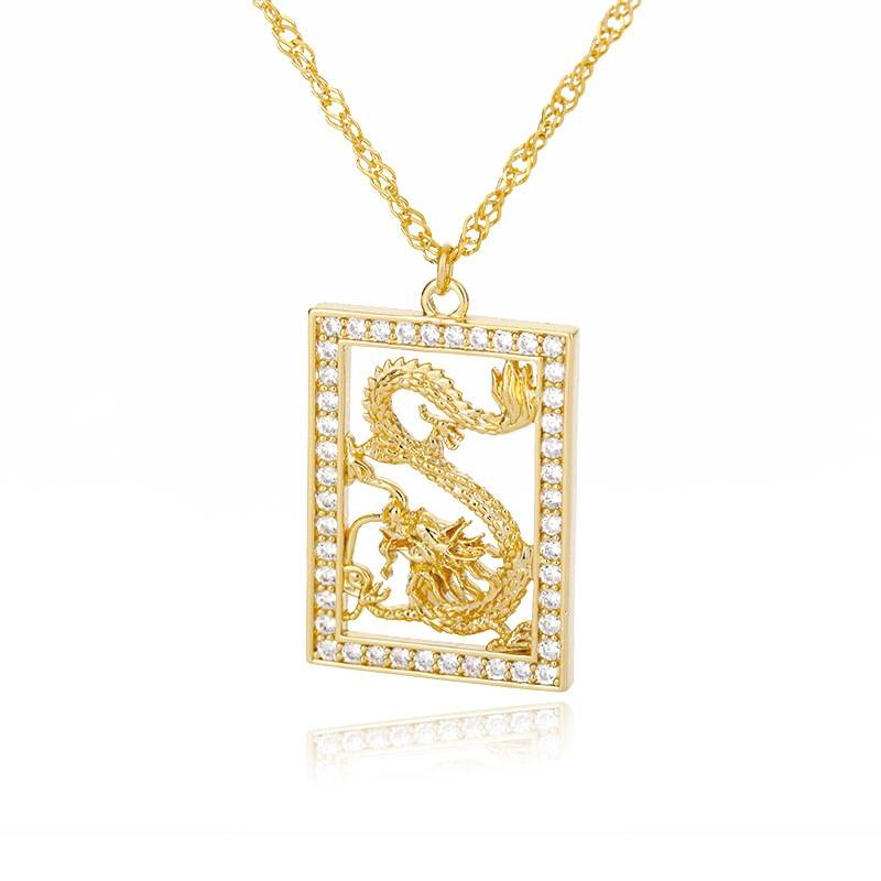 Wholesale New Fashion Real 24K Gold Plating Necklace Pendant Man Jewelry  Dragon Gold Chain Hiphop Rock Jewelry | Wish