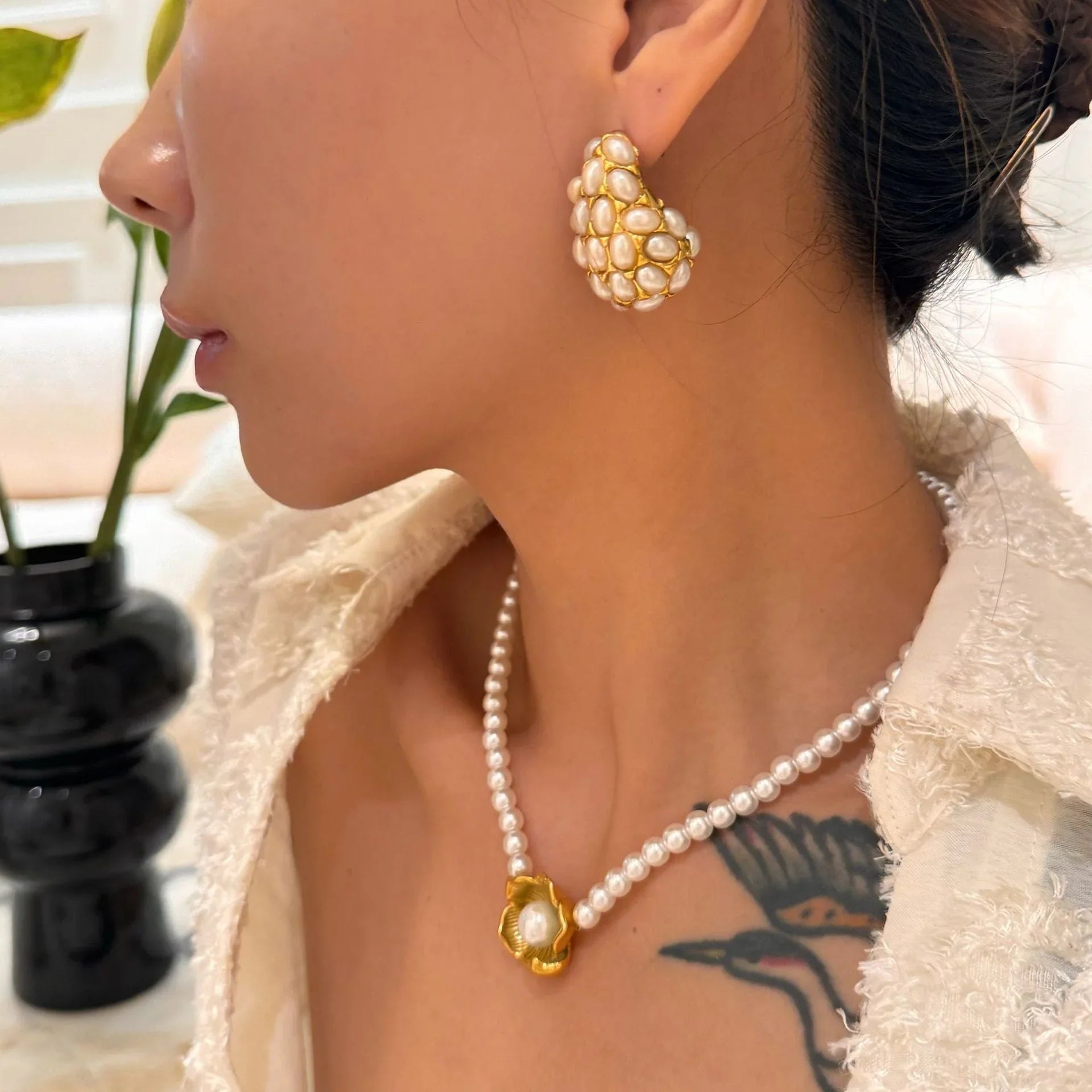 Gold Pearl Teardrop Earrings - Camillaboutiqueshop
