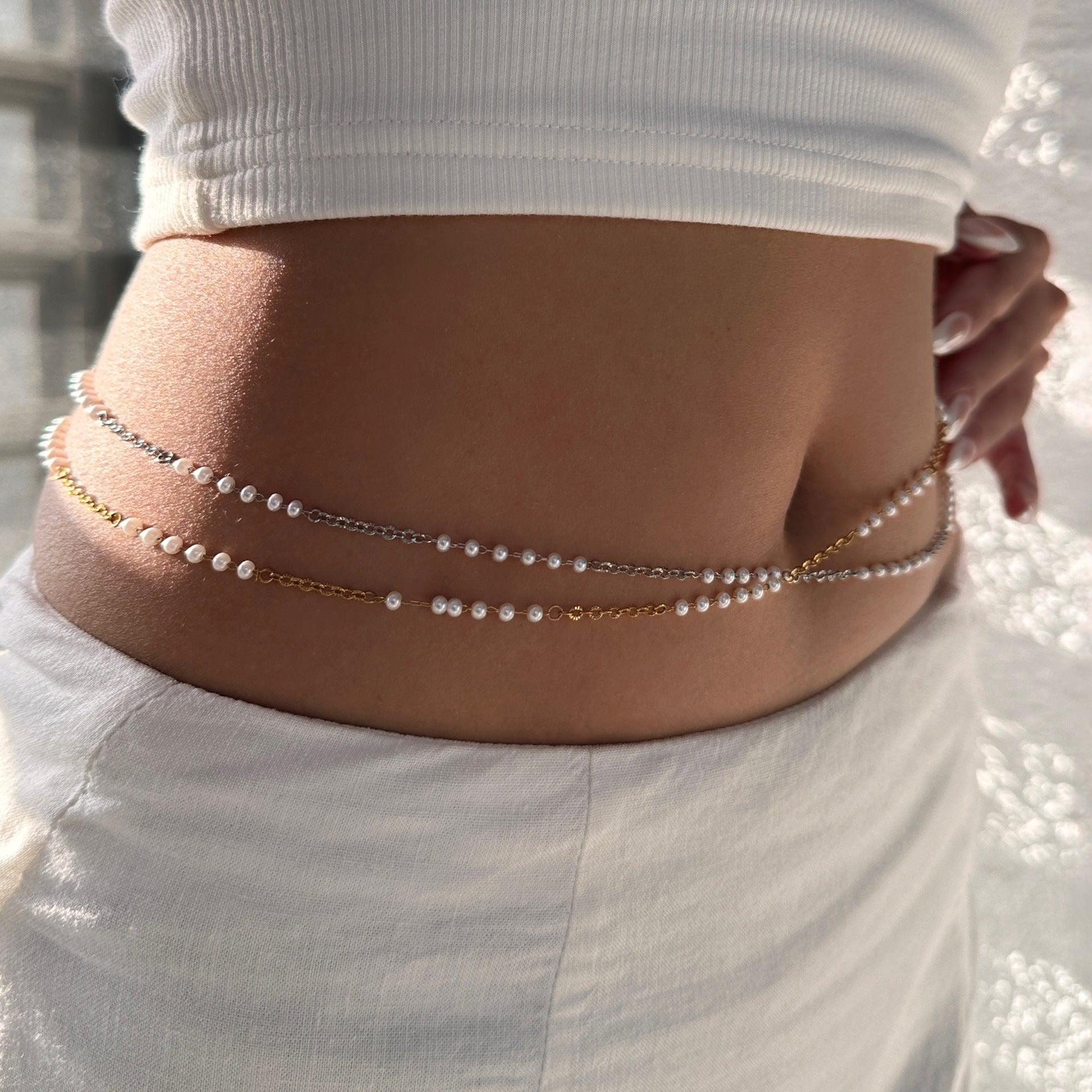 Gold Pearl Waist Chain - Camillaboutiqueshop