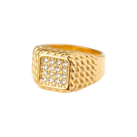 Gold Square Signet Ring - Camillaboutiqueshop