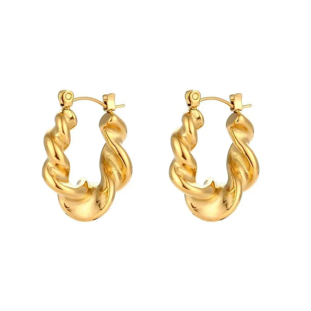 Gold Twisted Hoop Earrings - Camillaboutiqueshop