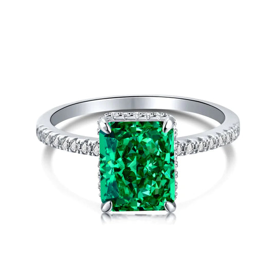 Gorgeous Paraiba Tourmaline Radiant Cut Engagement Ring In Sterling Silver - Camillaboutiqueco camillaboutiqueshop.com