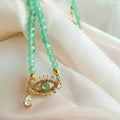 Green Aventurine Bead With Evil Eye Charm Necklace - Camillaboutiqueco camillaboutiqueshop.com