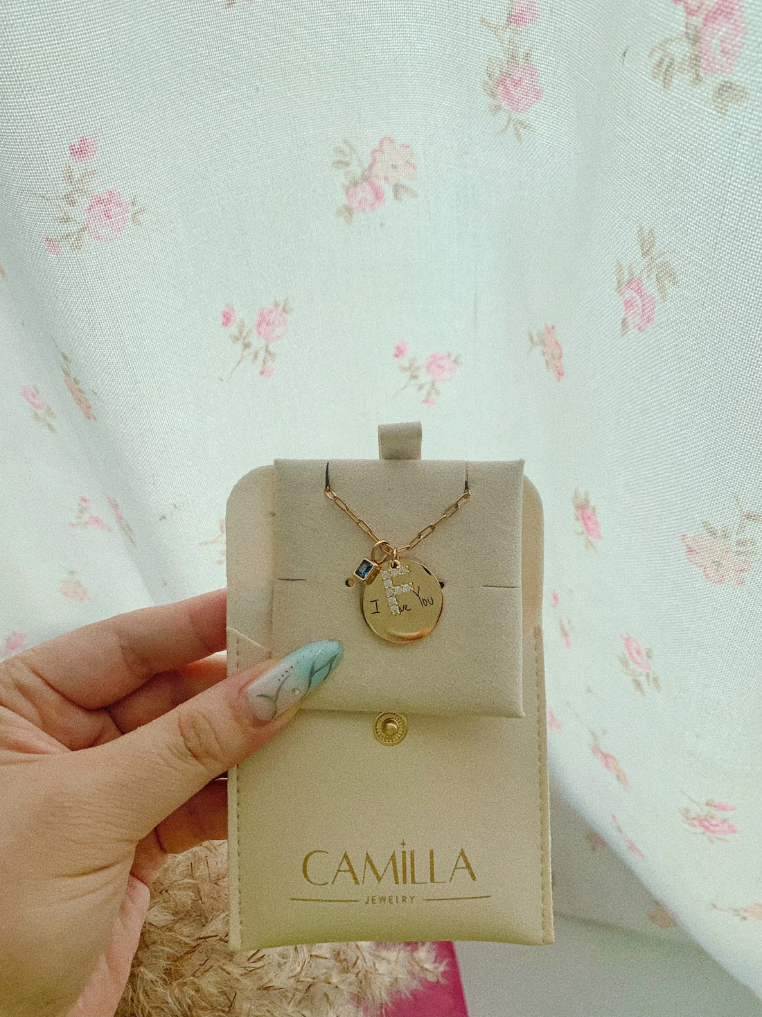 Handwriting & Initial With Birthstone Necklace - Camillaboutiqueshop
