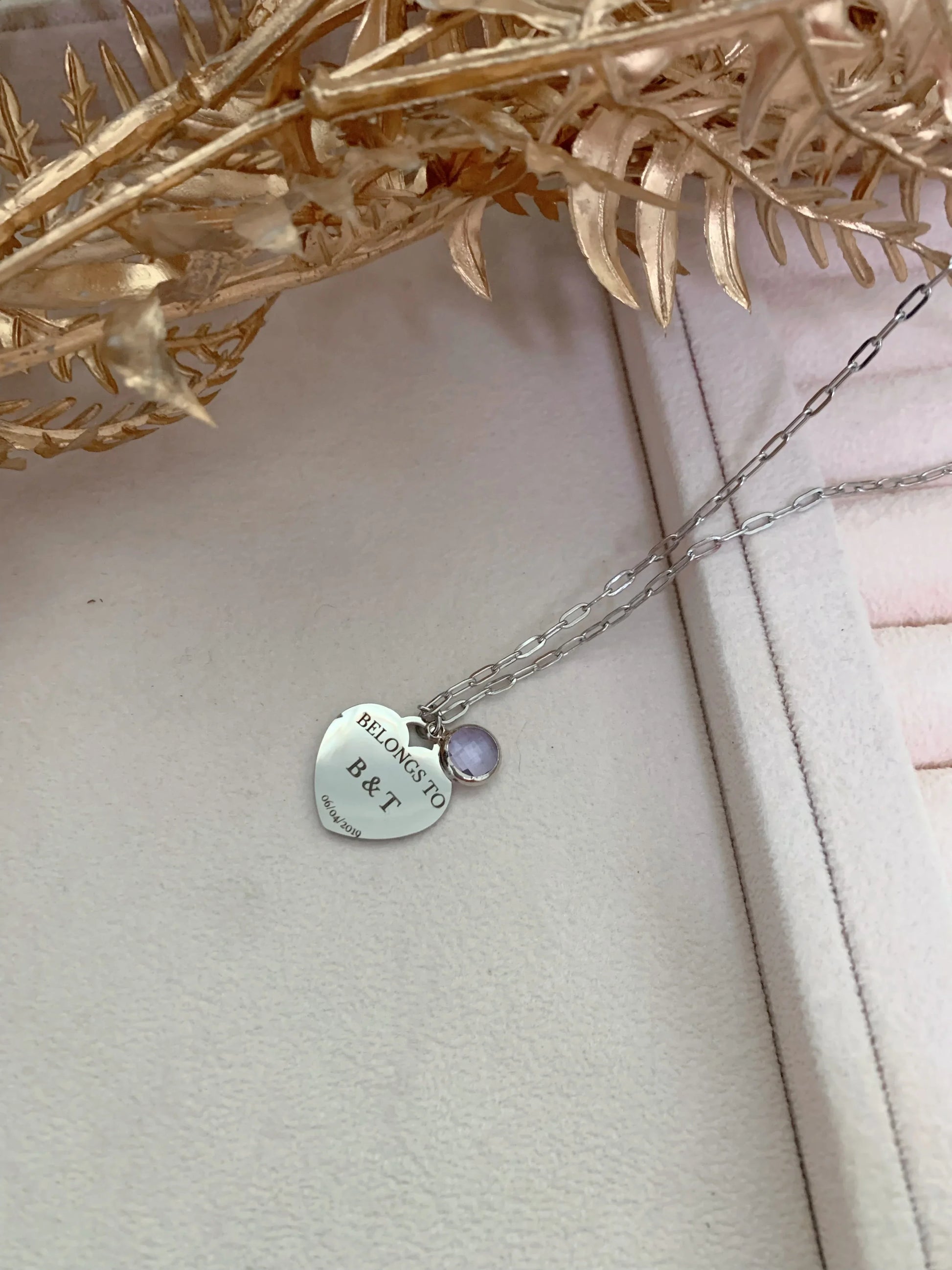 Heart token with birthstone necklace - Camillaboutiqueshop