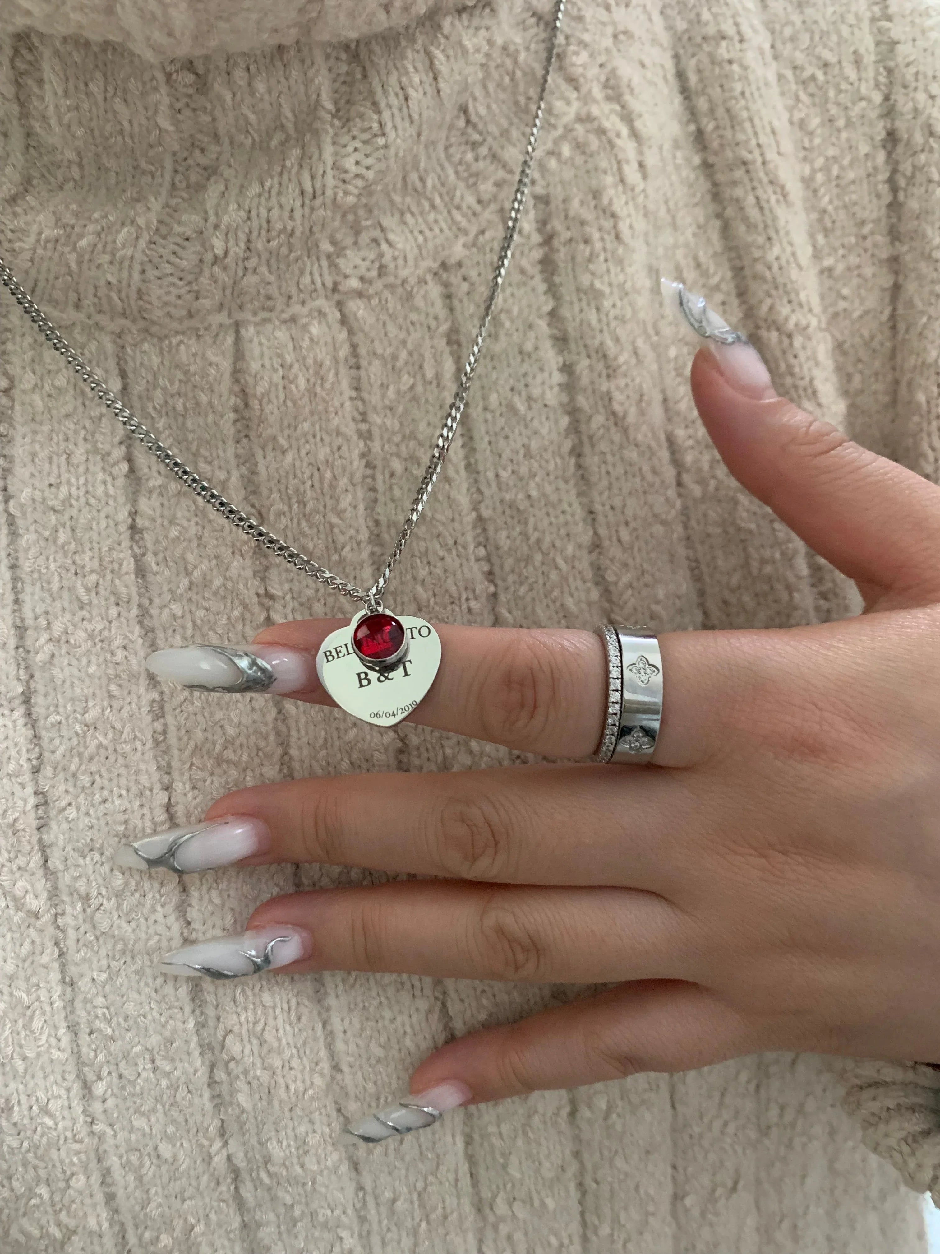 Heart token with birthstone necklace - Camillaboutiqueshop
