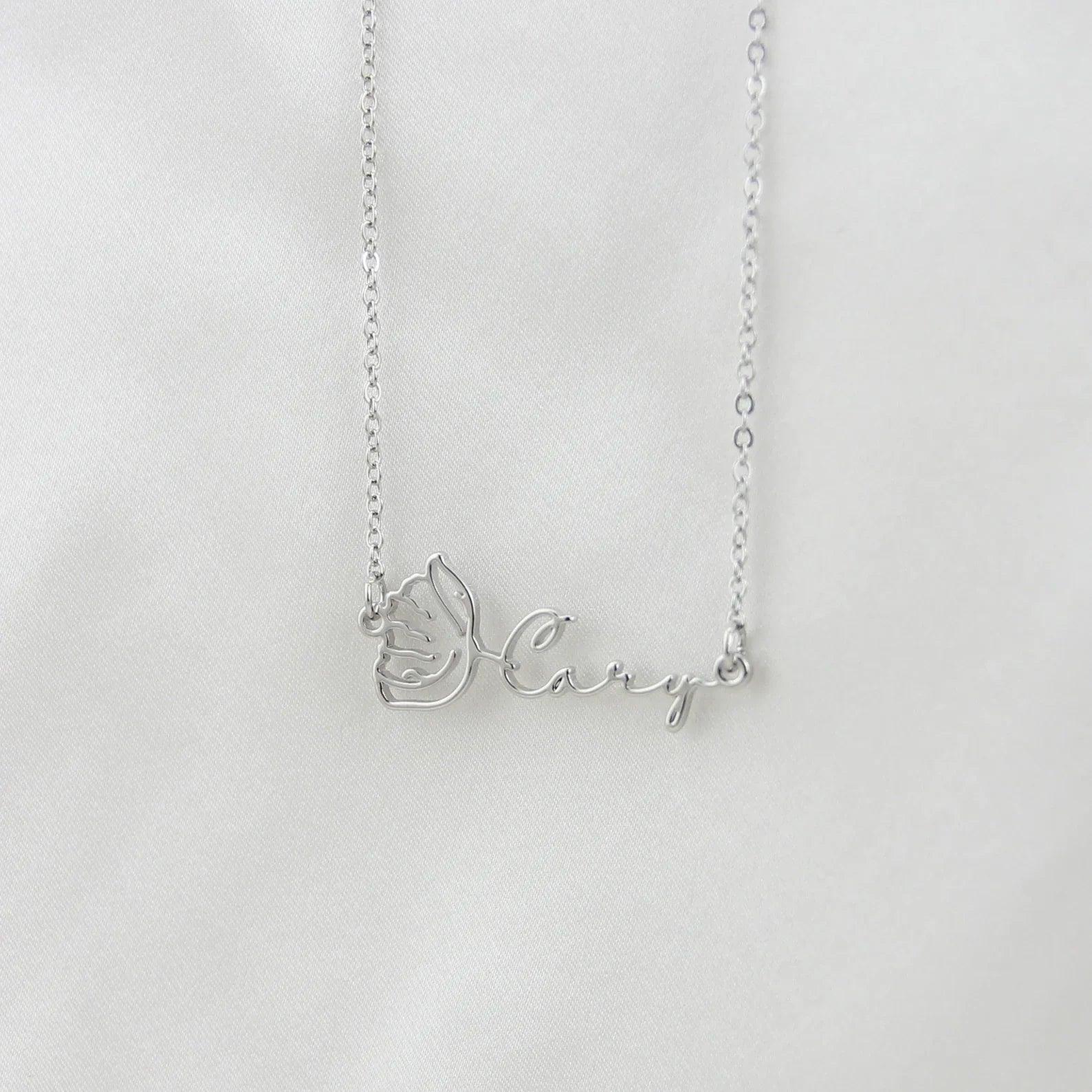 Horizontally Birth Flower Name Necklace - Camillaboutiqueshop