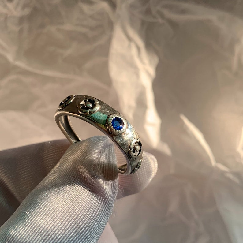 Howl's Moving Castle Inspired Ring Set, Silver Sophie and Calcifer