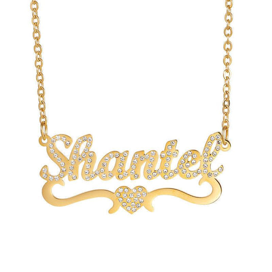 Iced Out Heart Name Necklace - Camillaboutiqueshop