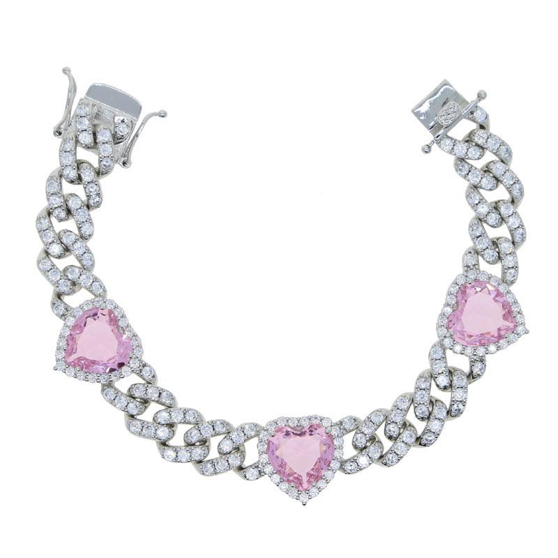 ICY HEART CUBAN CHAIN BRACELET - Camillaboutiqueshop