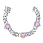 ICY HEART CUBAN CHAIN BRACELET - camillaboutiqueshop