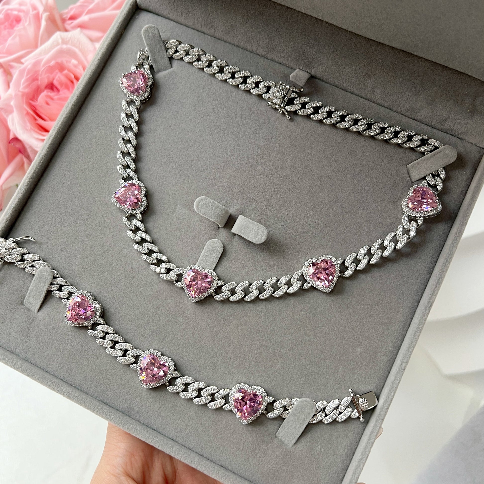 ICY HEART CUBAN CHAIN NECKLACE - camillaboutiqueshop