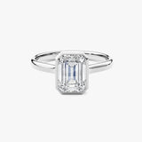 "Lover" Bezel Emerald Cut Moissanite Ring - 3ct