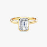 "Lover" Bezel Emerald Cut Moissanite Ring - 3ct