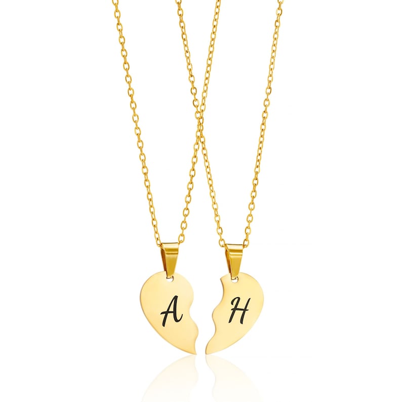 Personalised Best Friends Heart Necklaces - Couples Necklaces