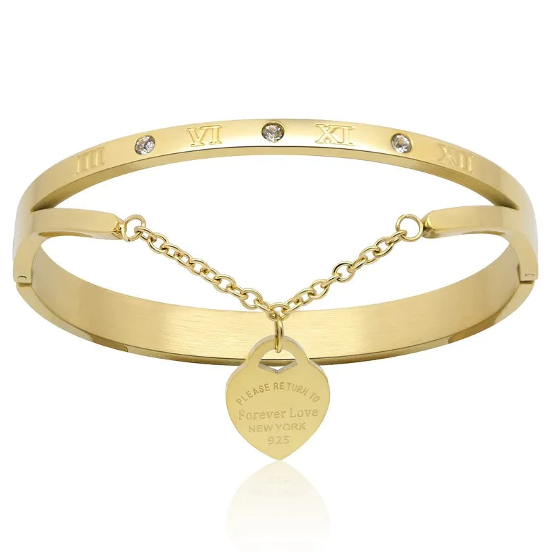FOREVER LOVE STAINLESS STEEL BANGLE BRACELET - camillaboutiqueshop