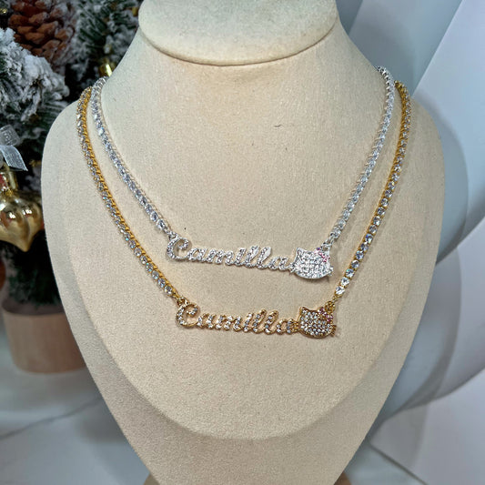 Kitty Diamond Name Necklace 2.0 - Camillaboutiqueco