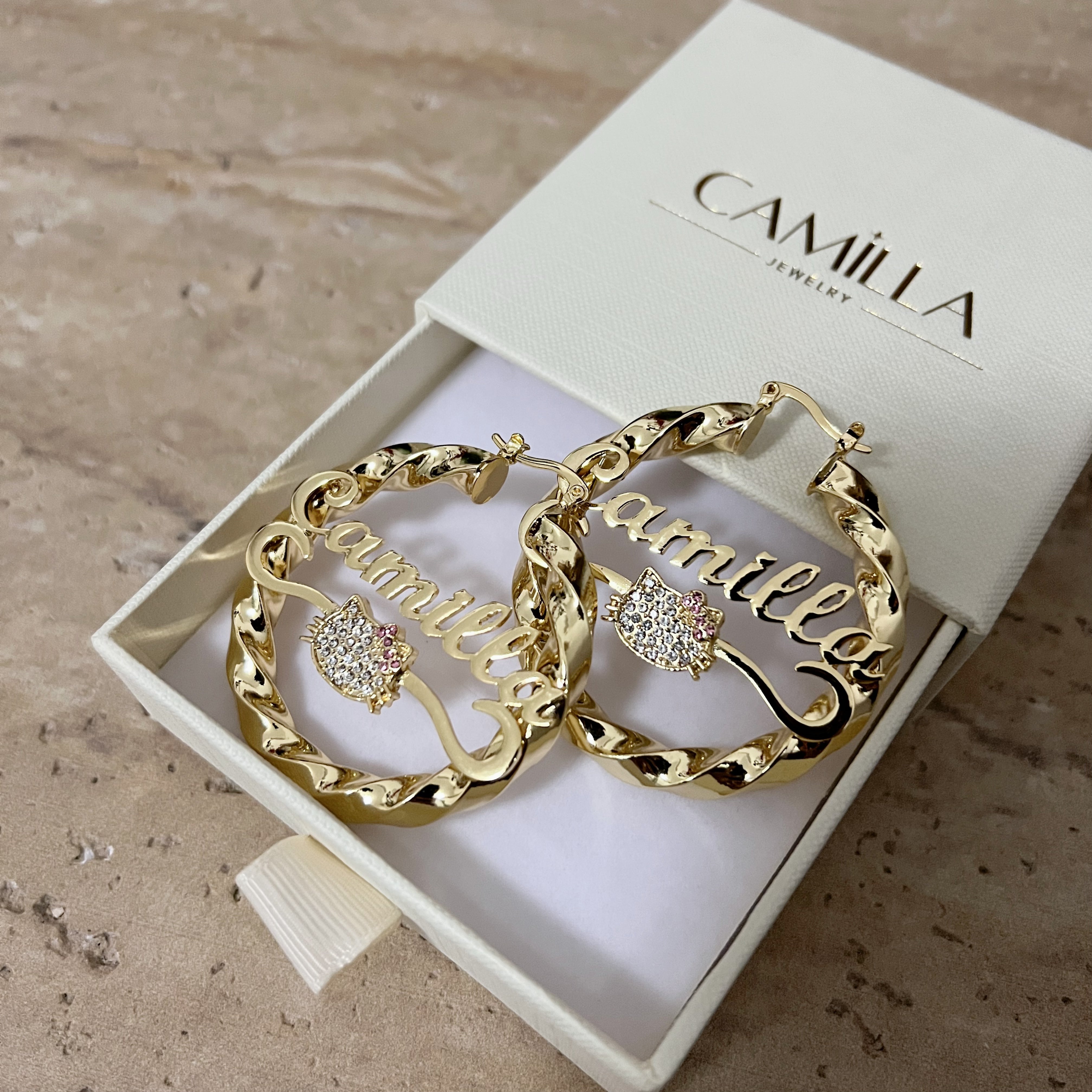 Kitty Name Hoop Earrings - Camillaboutiqueshop