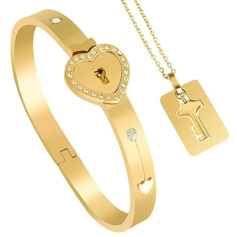 Lock Bracelet and Key Necklace - Camillaboutiqueshop