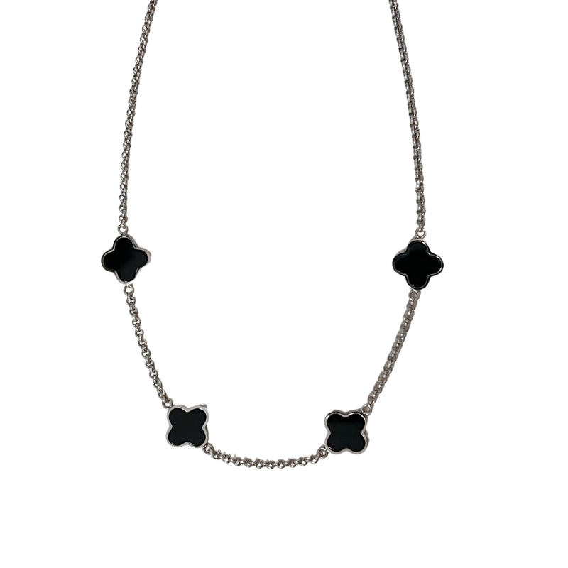 Lucky Black Onyx Clover Necklace - Camillaboutiqueshop