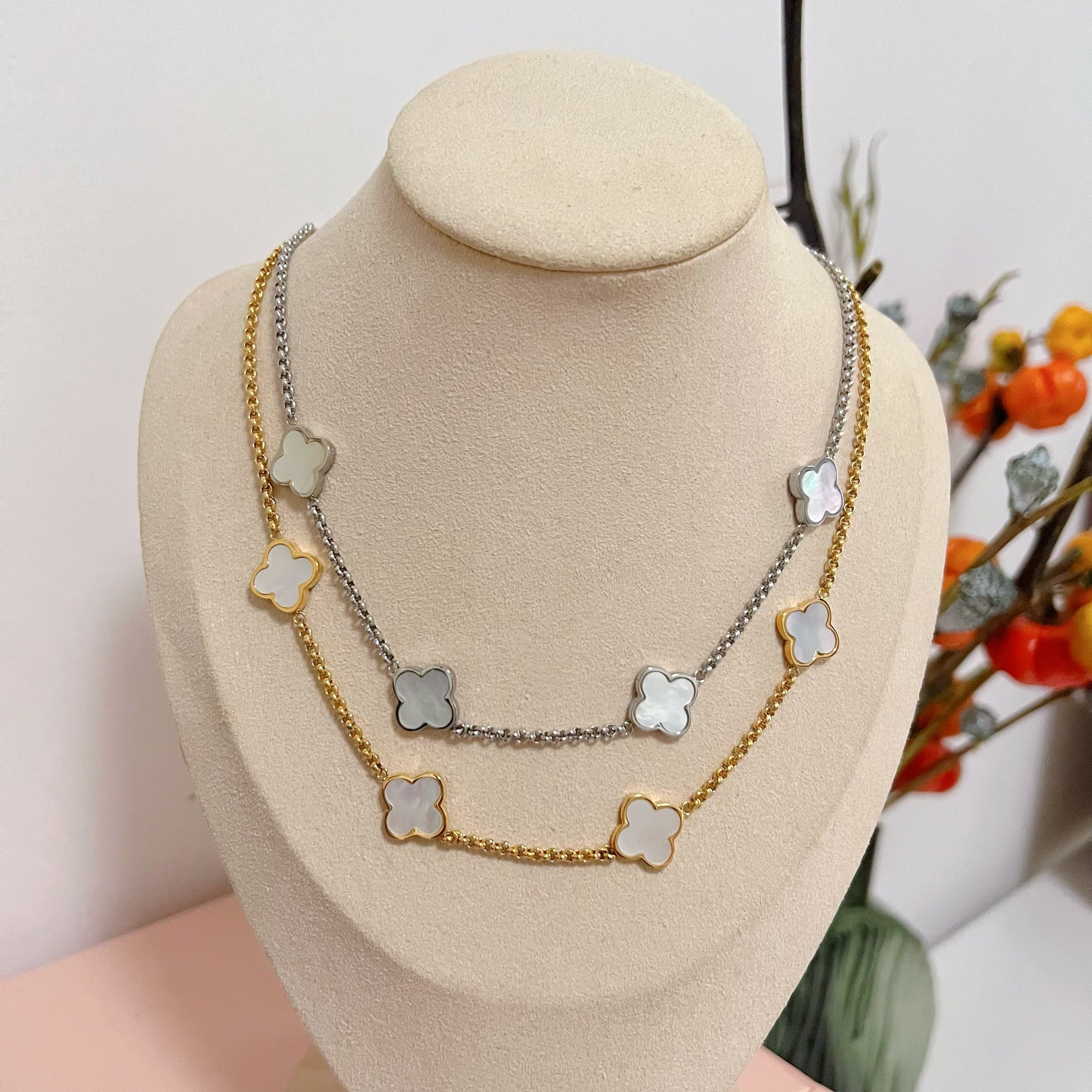 Lucky Mother Of Pearl Clover Necklace - camillaboutiqueshop