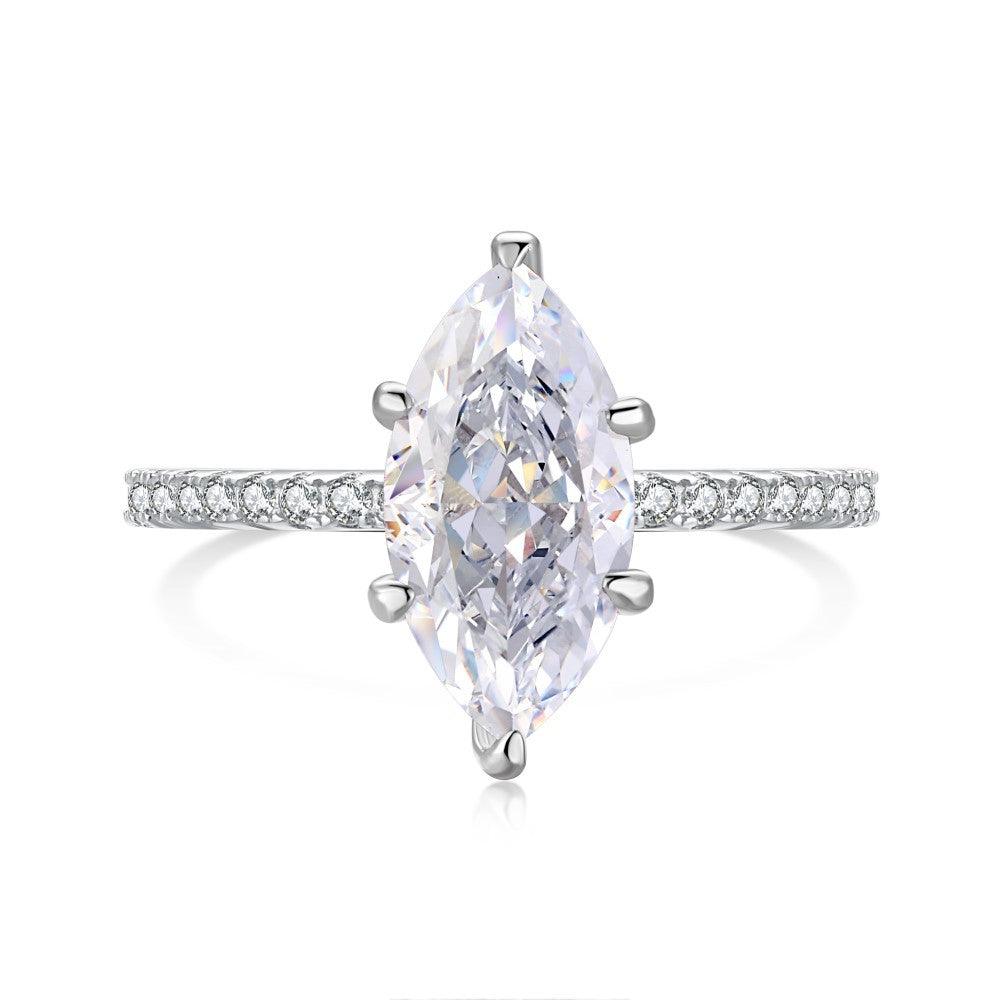 Marquise Cut Women's Engagement Ring In Sterling Silver - Camillaboutiqueshop