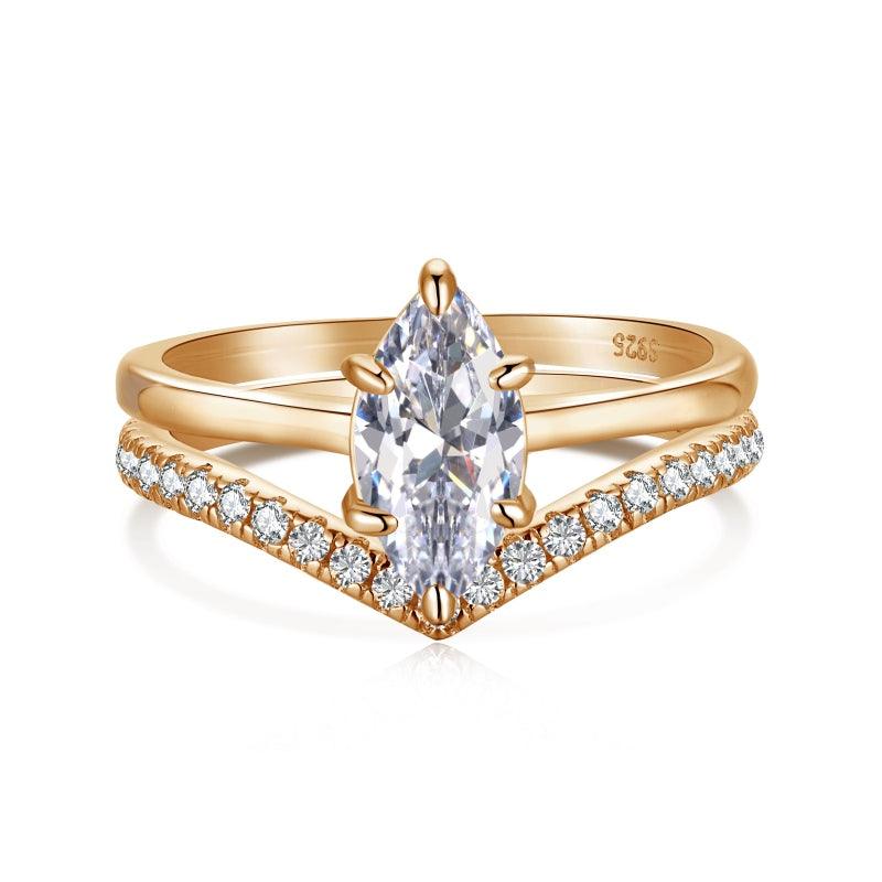Marquise Cz Ring Set in Sterling Silver - Camillaboutiqueco
