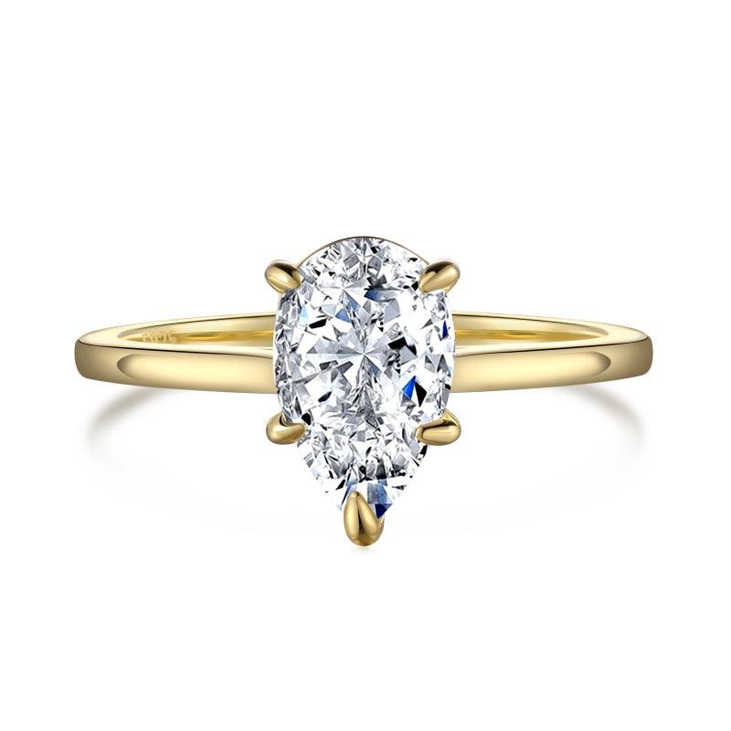 Medium Crushed Ice Pear-Cut Solitaire Ring - Camillaboutiqueco