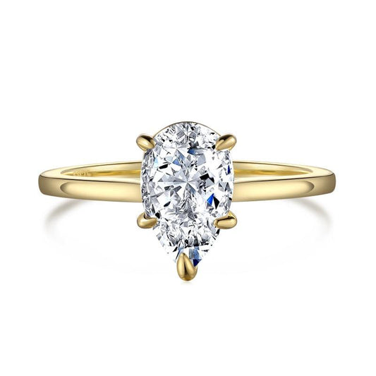 Medium Crushed Ice Pear-Cut Solitaire Ring - Camillaboutiqueco