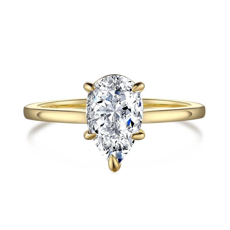 Medium Crushed Ice Pear-Cut Solitaire Ring - Camillaboutiqueshop