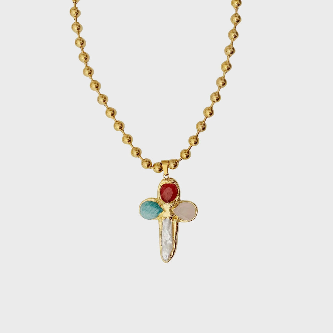 Mixed Beaded Amara Crossnecklace - Camillaboutiqueshop