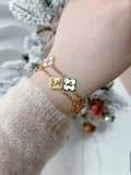 Mother Of Pearl & Textured Custom Name Clover Bracelet - Camillaboutiqueshop