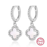 MOTHER OF PEARL DIAMANTE CLOVER HUGGIE HOOP EARRINGS - camillaboutiqueshop