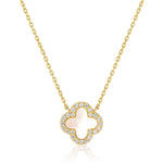 MOTHER OF PEARL DIAMANTE CLOVER NECKLACE - camillaboutiqueshop